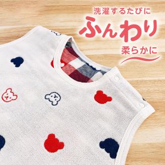 6重ガーゼ寝袋（トリコロールガーゼ）_子供服 スリーパー 6重 トリコロール ガーゼ オールシーズン 寝袋 くま柄 赤ちゃん ベビー ファッション 子供用 男の子 女の子 出産祝い 赤ちゃんの城  通気性 速乾性 やわらかい 優しい 肌触り 寝冷え対策 着せ替え スムーズ 福岡県 久留米 送料無料_Sd010