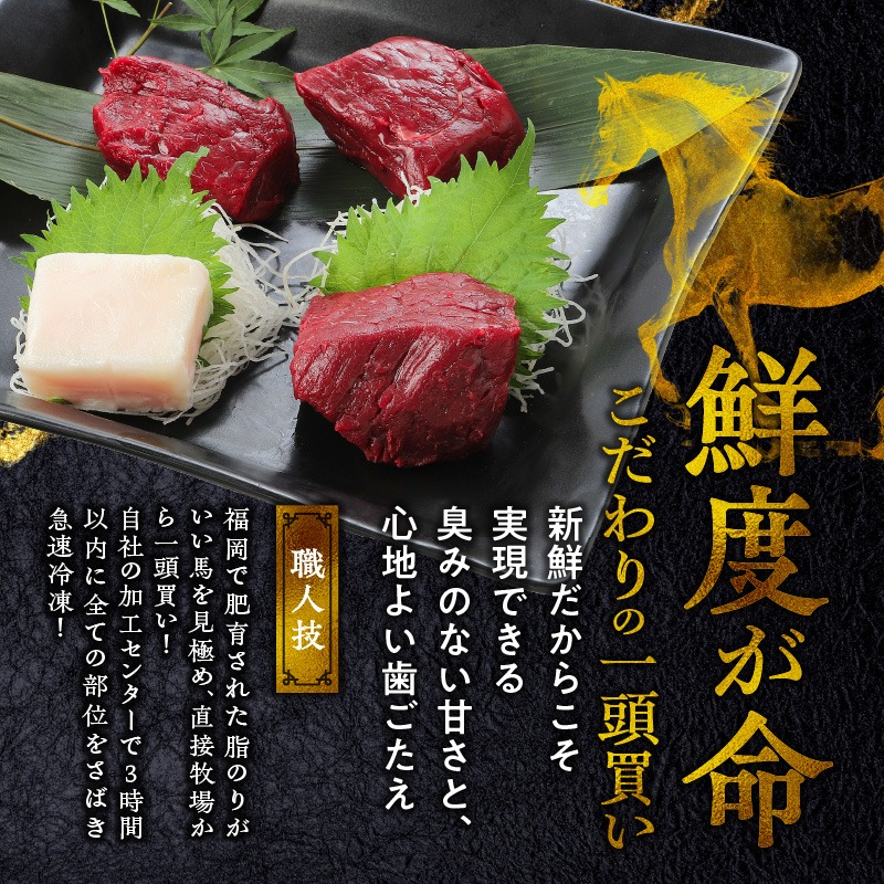 【馬刺し】 新鮮こだわり国産馬刺しセット【馬刺しタレ付き】福岡県産《馬刺し(赤身)・コウネ》 (赤身100g×6P・コウネ50g×2)_国産 馬刺し セット 計 700g 赤身 100g × 6袋 コウネ 50g × 2袋 特製 甘口醤油ダレ 100ml × 2本 福岡県産 新鮮 生食用 真空包装 個包装 急速冷凍 肉 馬肉 ブロック 冷凍 食べ比べ 小分け 便利 低カロリー 高たんぱく お取り寄せ 福岡県 久留米市 送料無料_Ah026 赤身100g×6袋・コウネ50g×2袋