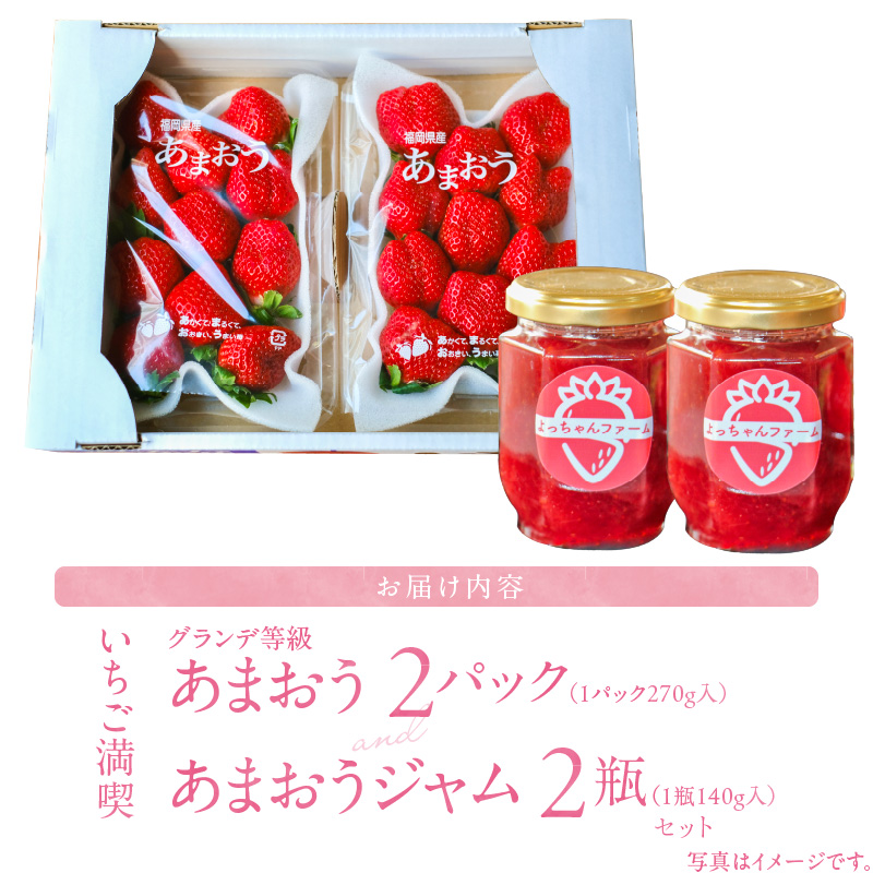 いちご満喫 あまおう2パック&あまおうジャム２瓶のセット 1月から発送_いちご満喫 あまおう2パック&あまおうジャム２瓶のセット 1月から発送_Ca041