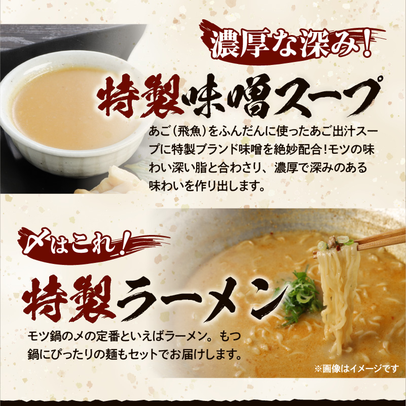 国産牛もつ鍋セット 濃厚味噌 〆の麺付き 2人前_Cn118