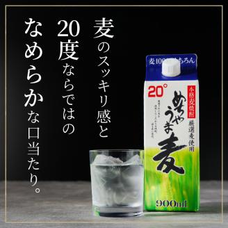 本格麦焼酎 めちゃうま麦20度900mlパック×6本セット_【年内発送】 本格麦焼酎 めちゃうま麦 900mlパック × 6本 セット 手軽なサイズ感 飲みやすい20度 持ち運びしやすい スリムパック プルレスキャップ 20度 蔵元発送 厳選麦使用 鷹正宗株式会社 福岡県 久留米市 お取り寄せ 焼酎 お酒 アルコール 送料無料_El024