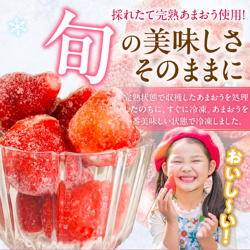 【訳あり】冷凍あまおう（いちご）2kg_訳あり いちご イチゴ 冷凍 あまおう 2kg 1kg×2袋 福岡 国産 完熟 鮮やかな 赤色 ふっくら 丸い形 食べごたえ 大粒 甘み 酸味 バランス 絶妙 スムージー ジャム ヨーグルト シャーベット デザート アイス おやつ 果物 フルーツ 福岡県 久留米市 送料無料_Fi217 通常発送