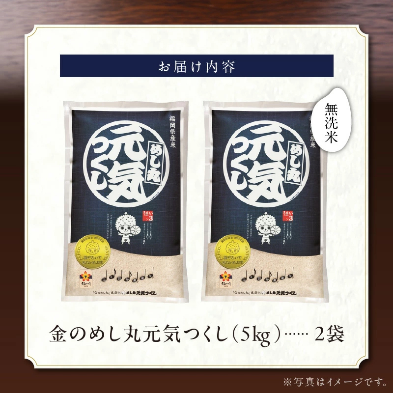 【無洗米】金のめし丸元気つくし　10kg　令和6年米_令和6年産 無洗米 4年連続 特A 金のめし丸 元気つくし 5kg × 2袋 一粒一粒 しっかり つや 粘り 炊きたて ごはん 春夏秋冬 冷めても いつでも 美味しい 農産物検査 上位等級 国産 食品 食べ物 米 白米 精米 グルメ お取り寄せ 福岡県 久留米市 送料無料_Gr057