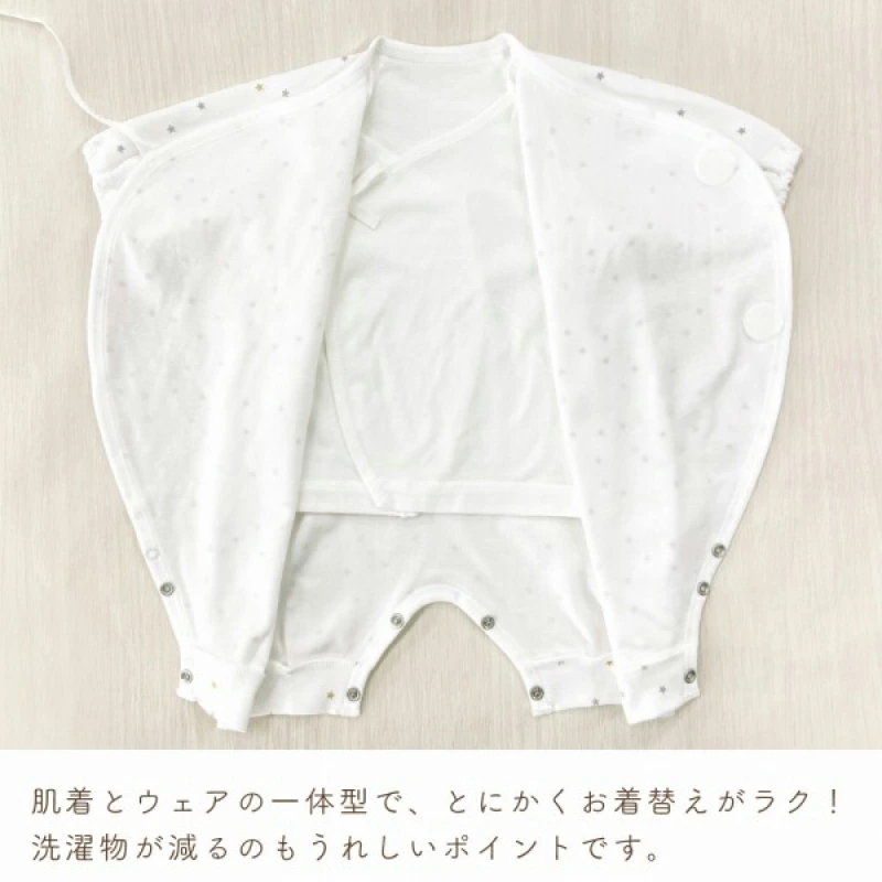 肌着付きナーシングウェア　ベビーパステル _ 肌着付き ナーシングウェア ロンパース 綿100％ 柄 選べる ぞうさん ミルキーウェイ ベビーパステル 伸縮性 保温性 日本製 赤ちゃんの城 ベビー用品 出産準備 ベビー ファッション 赤ちゃん 新生児 男の子 女の子 福岡県 お取り寄せ 久留米市 送料無料 _Sd018-3 ベビーパステル