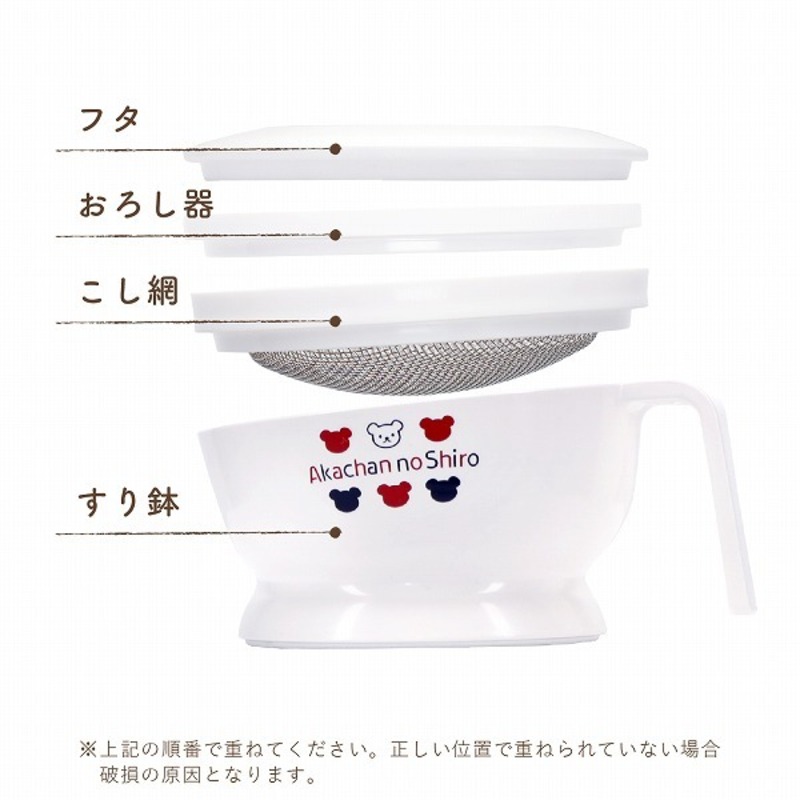 食器セット _ 赤ちゃんの城 食器 セット 離乳食 調理セット グッズ くまさん柄 茶碗 スプーン 両手コップ すり鉢 おろし器 こし網 すりおろしスプーン フォーク フィーディングスプーン 安全設計 スタッキング オフホワイト ベビー用品 お取り寄せ 久留米市 送料無料 _Su010