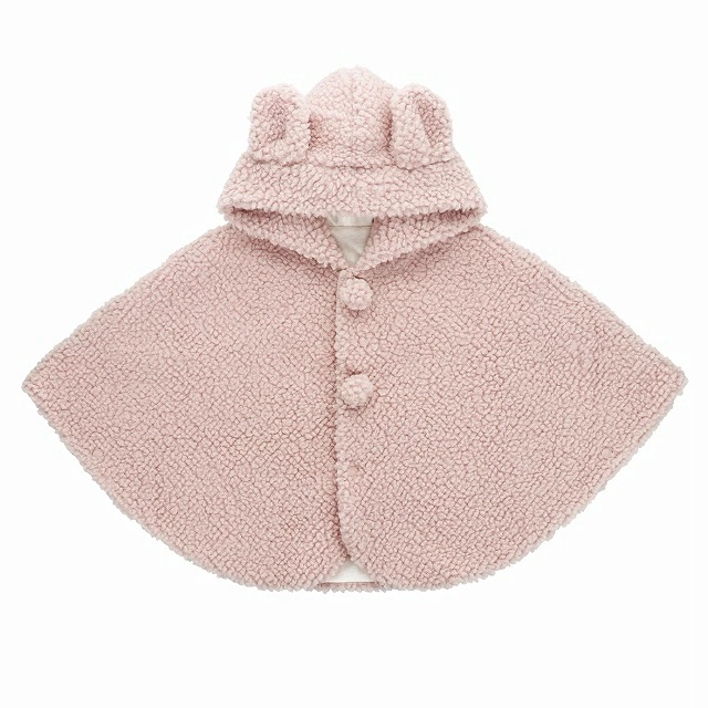 マント（もこもこうさぎ）_マント もこもこうさぎ 脱ぎ着しやすい あったかマント 3ヶ月 ～ 2才 長く使える フリース 軽い やわらかい フード うさぎ 胸元 ポンポン シンプル 防寒アイテム 日本製 ベビー用品 赤ちゃん ベビーウェア 子供服 福岡県 久留米市 赤ちゃんの城 送料無料_Sx027