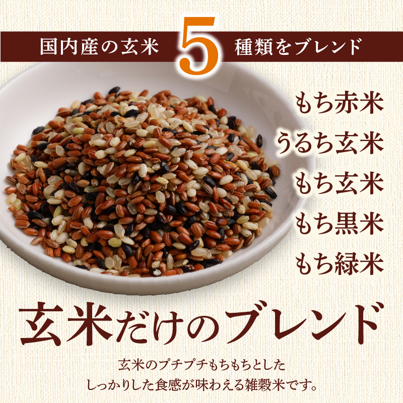 【隔月3回　定期便】国内産 五種玄氣米 250g×6個 1500g×3回_国内産 五種玄氣米 250g×6個 お届け回数 3回 玄米 ブレンド 雑穀米 もち赤米 うるち玄米 もち玄米 もち黒米 もち緑米 プチプチ もちもち 混ぜて炊くだけ 冷めても美味しい 主食 おにぎり 弁当 食卓 華やか 福岡県 久留米市 送料無料_Tk025 定期便：（2ヶ月に一度）×3回