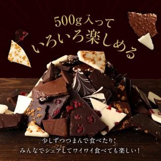 割れチョコアソート 12種（準チョコレート）500g_12種のフレーバー 割れチョコ ミックス 準チョコレート チョコレート チョコ ビターチョコ ホワイトチョコ ミルクチョコ クランチ アーモンド クランベリー アソート チャック スイーツ デザート お菓子 福岡県 久留米市 送料無料 訳あり_Dw055