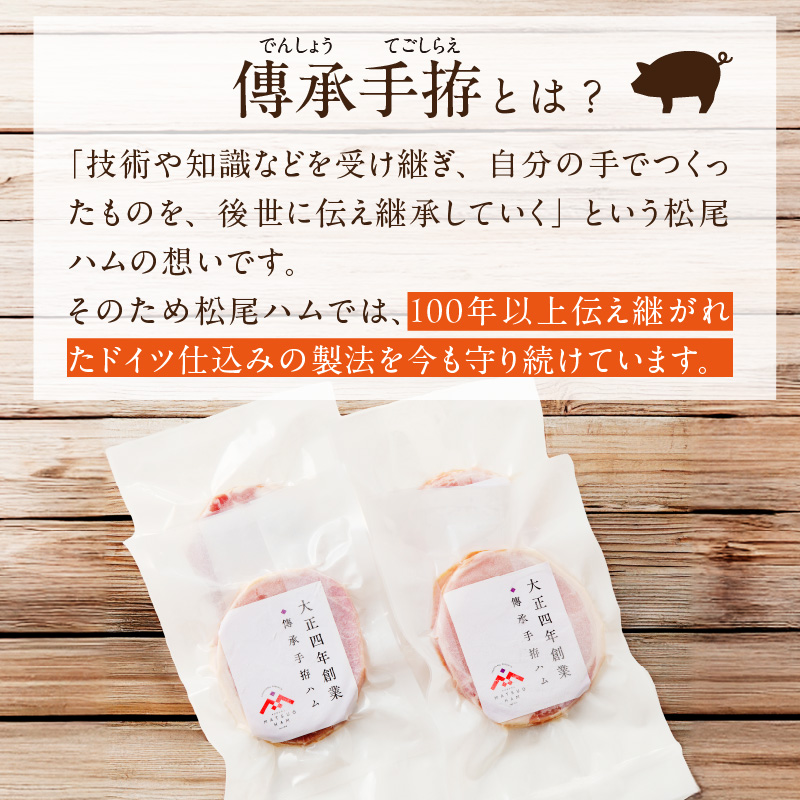 松尾ハムセットE（生ハム80g×4パック）_ハム 松尾ハム セット E 生ハム 80g × 4パック 320g 燻製ハム ドイツ仕込みの製法 本物の味 濃厚な味わい 燻製の香り 肉の旨味 小分け 便利 おつまみ パーティー 朝食 肉 豚肉 加工品 冷凍 お取り寄せ お取り寄せグルメ 福岡県 久留米市 送料無料_Ax216