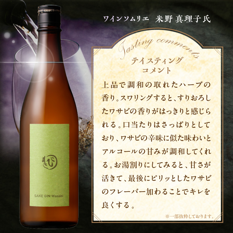 酒ジンワサビ ～SAKE GIN WASABI～ 720ml×6本_酒ジン ワサビ SAKE GIN WASABI 720ml × 6本 わさびブレンド 清酒ベース オリジナルジン さっぱり スパイシー 上品 ハーブ 香り アルコール 甘み 刺身 お寿司 食事に合う お湯割り アルコール 家飲み 宅飲み お酒 酒 お取り寄せ 福岡県 久留米市 送料無料_Ew010 6本