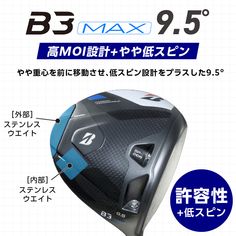 B3MAX DRIVER（VANQUISH BS40 MAXモデル）_ロフト 9.5_ブリヂストン ゴルフ クラブ ドライバー B3MAX B3 マックス バンキッシュ ロフト 9.5 ゴルフ用品 スポーツ カスタム カスタムメイド モノコック ブレずに飛ばす 高慣性モーメント設計 送料無料 久留米市_Nx140