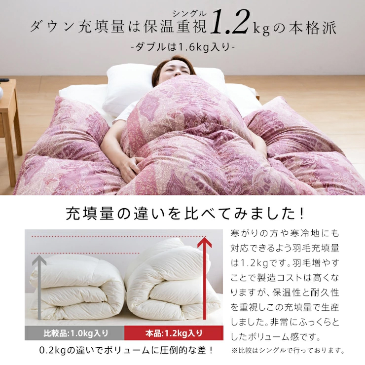【増量1.2kg】羽毛布団　ハンガリーホワイトダック93％　DP400　シングル（無地ナチュラル）_【増量タイプ】 羽毛 掛け布団 ハンガリー ホワイトダック ダウン 93％ DP400 洗える 日本製 充てん量 シングル 1.2kg / ダブル 1.6kg 選べるカラー 3色 ふっくら 保温 立体キルト 柔らか ダウンプルーフ 抗菌 防臭 SEK ダニプルーフ 加工 久留米市 送料無料_Qc073-nt シングル：無地ナチュラル