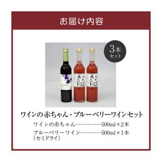 女性に大人気！ワインの赤ちゃん（500ml×2本）・ブルーベリーワインセミドライ（500ml×1本）の3本セット_ワインの赤ちゃん 2本 ブルーベリーワイン 1本 500ml × 3本 セット 初々しい 酸味 果汁っぽい 甘さ ボトルを振る 乳白色 出産祝い 最適 ワイルド ブルーベリー 100% やわらかな甘みと酸味 フルーティー ワイン お取り寄せ 福岡県 久留米市 送料無料_Ew004