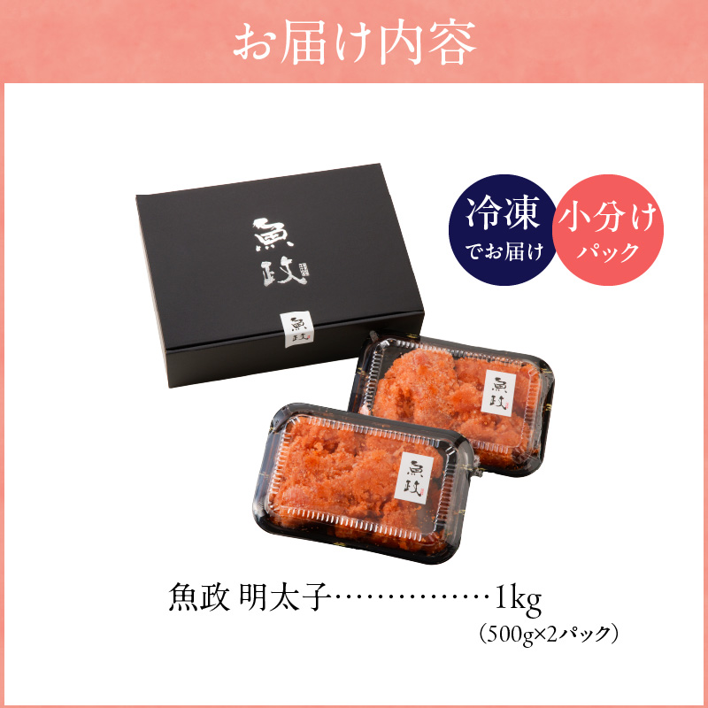 魚が主役の食卓 魚政 明太子ばらこ1キロ（500g×2）_【期間限定キャンペーン中】 明太子ばらこ 魚政明太子 辛子明太子 選べる 500g 1.2kg 魚 主役 食卓 魚政 ご飯 お供 パスタ サラダ 料理 美味しい 便利 すけとうだら 冷凍 福岡県 久留米市 ボーテックス お取り寄せ お取り寄せグルメ 送料無料_Cs019 1キロ