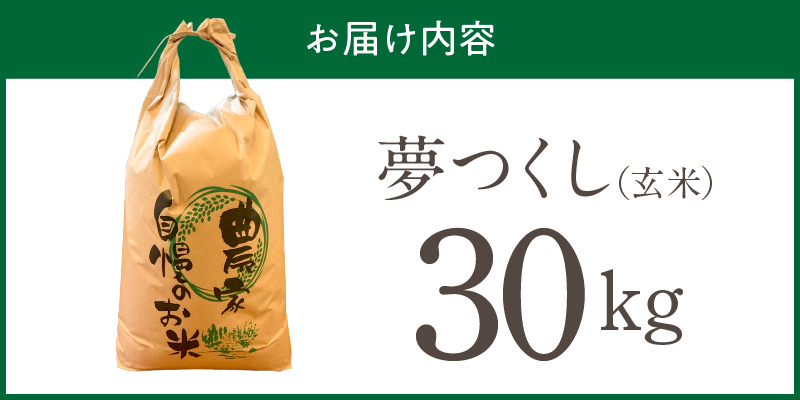 【2026年10月より順次発送】福岡県産ブランド米夢つくし 玄米 30kg【令和8年産 新米】 _ 夢つくし 30kg 1回 福岡県産 久留米産 ブランド米 品種 艷やか 光沢 やわらかい 食感 米 ご飯 おにぎり 弁当 食品 お取り寄せ 福岡県 久留米市 送料無料 _Gr085 1回