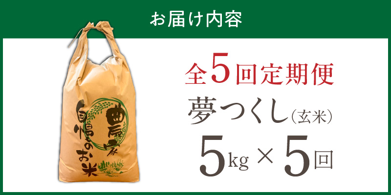【定期便5回】【令和8年産 新米】福岡県産ブランド米夢つくし 玄米 5kg×5回 _ 【令和8年産 新米】 夢つくし 5kg 5回 定期便 福岡県産 久留米産 ブランド米 品種 艷やか 光沢 やわらかい 食感 米 ご飯 おにぎり 弁当 食品 お取り寄せ 福岡県 久留米市 送料無料 _Tk107-05 5回