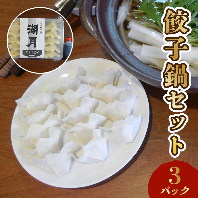 餃子鍋セット_餃子 鍋 セット 300g × 3パック 濃縮スープ 3個付き 昭和22年創業 ぎょうざ専門店 湖月 人気 メニュー こだわり 自家製 手作り 手包み 冷凍 美味しい 餃子鍋 〆 雑炊 お取り寄せ お取り寄せグルメ 福岡県 久留米市 送料無料_Cn007