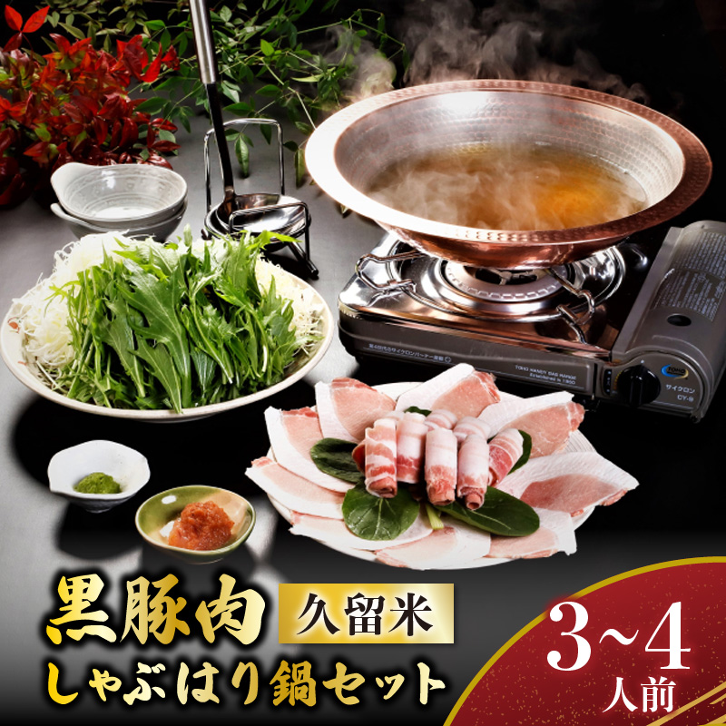 ミシュランガイド掲載のお店【こうじ夜】　『久留米しゃぶはり鍋』セット（3～4人前）_鍋 黒豚肉 しゃぶはり鍋 セット 3 ～ 4人前 ミシュラン掲載店 手間いらず 専門店の味 旨み 黒豚 豚肉 ロース バラ肉 冷凍 鮮度そのまま 地場野菜 ちゃんぽん麺 柚子胡椒 辛子明太子 贈答用 自宅用 福岡県 久留米市 お取り寄せ お取り寄せグルメ 送料無料_Cn013