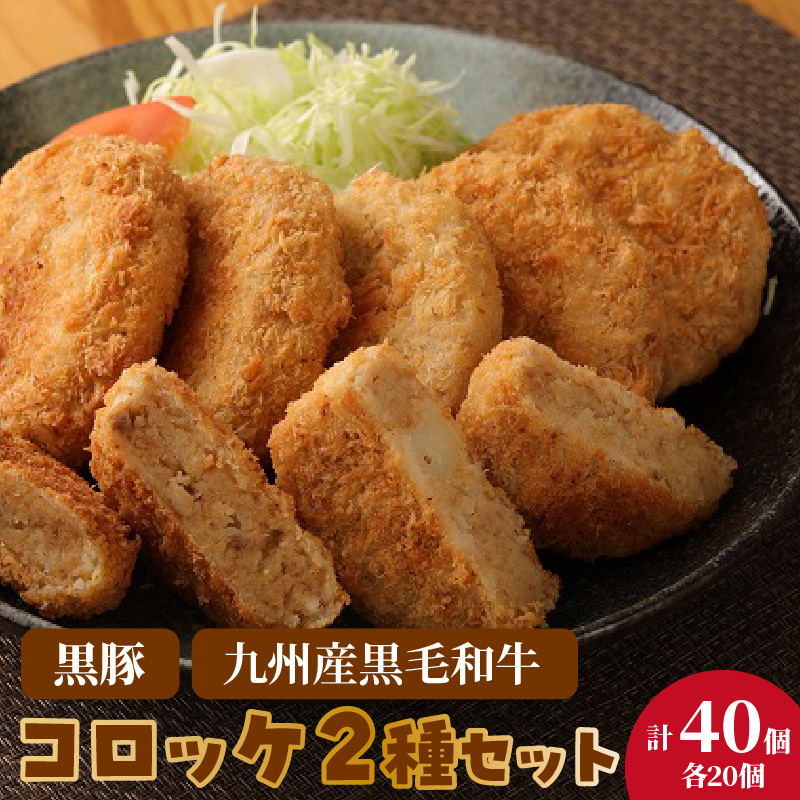 2種コロッケ詰合せセット 40個(20個×2)_コロッケ 詰合せ セット 計 40個 ホクホクコロッケ 鹿児島産 黒豚 九州産 黒毛和牛 各 80g × 40個 澱粉質 ホクホク 国産 馬鈴薯 サクサク 培焼式 生パン粉 おいしさ 口に広がる お取り寄せ お取り寄せグルメ 福岡県 久留米市 送料無料_Cx210