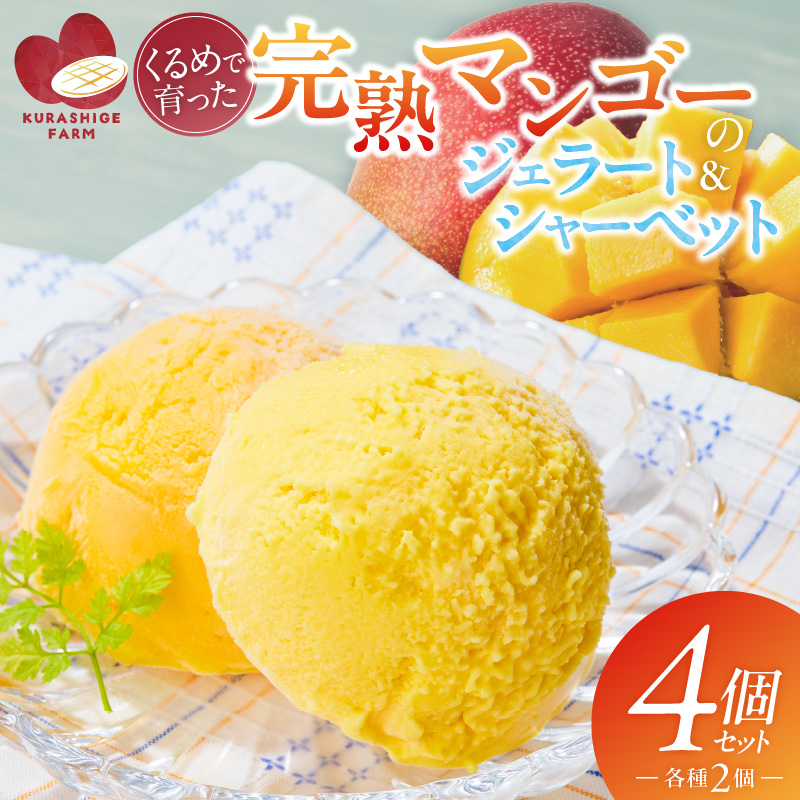 【2026年7月お届け】完熟マンゴーのジェラート＆シャーベット130ml×4個入り _Dw012-04 4個入り