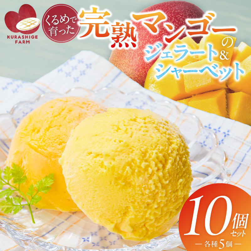【2026年7月お届け】完熟マンゴーのジェラート＆シャーベット130ml×10個入り _Dw012-10 10個入り