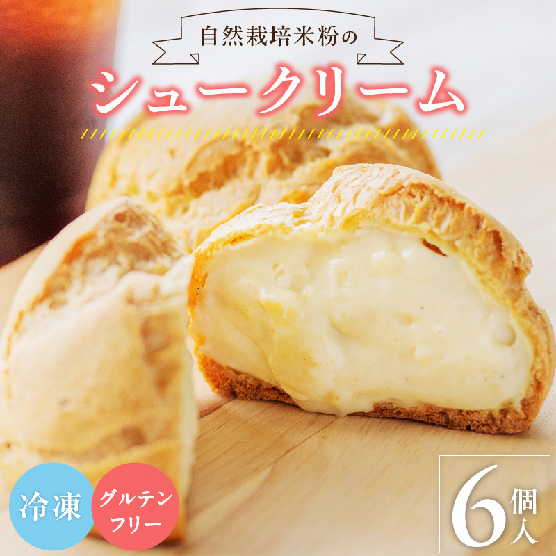 自然栽培 米粉のシュークリーム プレーン6個セット_米粉 シュークリーム プレーン セット 選べる 内容 6個 こだわり グルテンフリー 白砂糖 マーガリン 着色料 小麦粉 不使用 銅なべ手だき カスタード 厳選 材料 便利 個包装 お裾分け 手土産 スイーツ お取り寄せ 福岡県 久留米市 送料無料_Dw081 6個