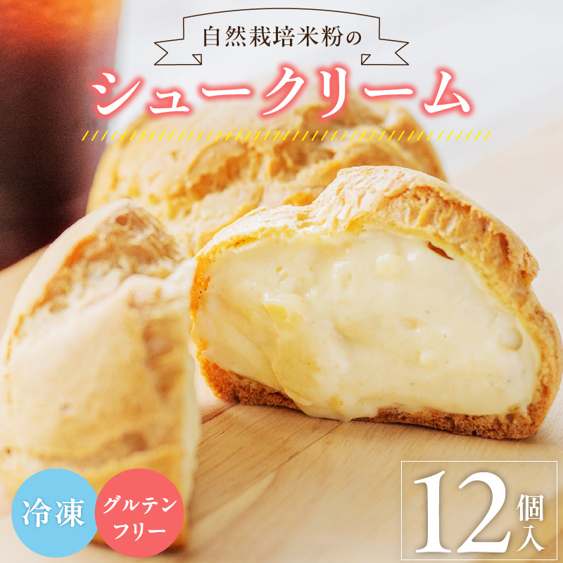 自然栽培 米粉のシュークリーム プレーン12個セット_米粉 シュークリーム プレーン セット 選べる 内容 12個 こだわり グルテンフリー 白砂糖 マーガリン 着色料 小麦粉 不使用 銅なべ手だき カスタード 厳選 材料 便利 個包装 お裾分け 手土産 スイーツ お取り寄せ 福岡県 久留米市 送料無料_Dw082 12個