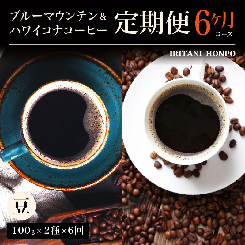 ブルーマウンテン100g＆ハワイコナコーヒー100g 定期便6ヶ月コース 豆コース_Ec108-B