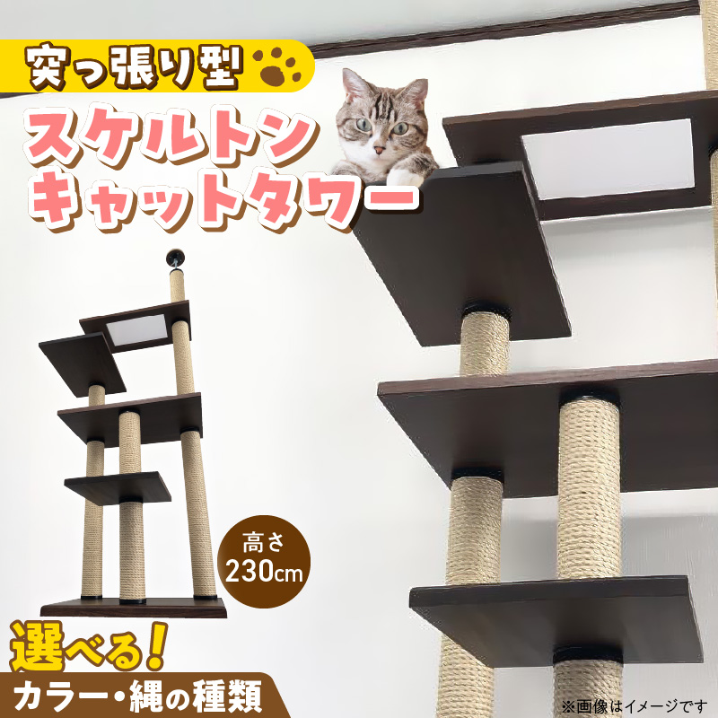 スケルトンキャットタワー XLB-P（高さ230cm） _ キャットタワー スケルトン 突っ張り型 猫 猫用 透明 クリアボウル 家具調仕上げ インテリア 重厚感 高級感 多頭飼い おすすめ 運動不足解消 ストレス解消 安心 安全 耐久性 組立式 受注生産 日本製 国産 ペット用品 お取り寄せ 福岡県 久留米市 送料無料 _Qx089-01 高さ230cm