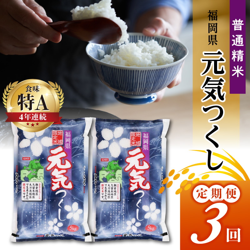 【3回定期便】令和5年産　普通精米　福岡県産元気つくし