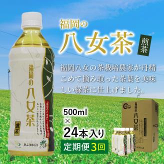 【D5-029】八女茶 煎茶ペットボトル 500ml×24本 【3カ月定期便】