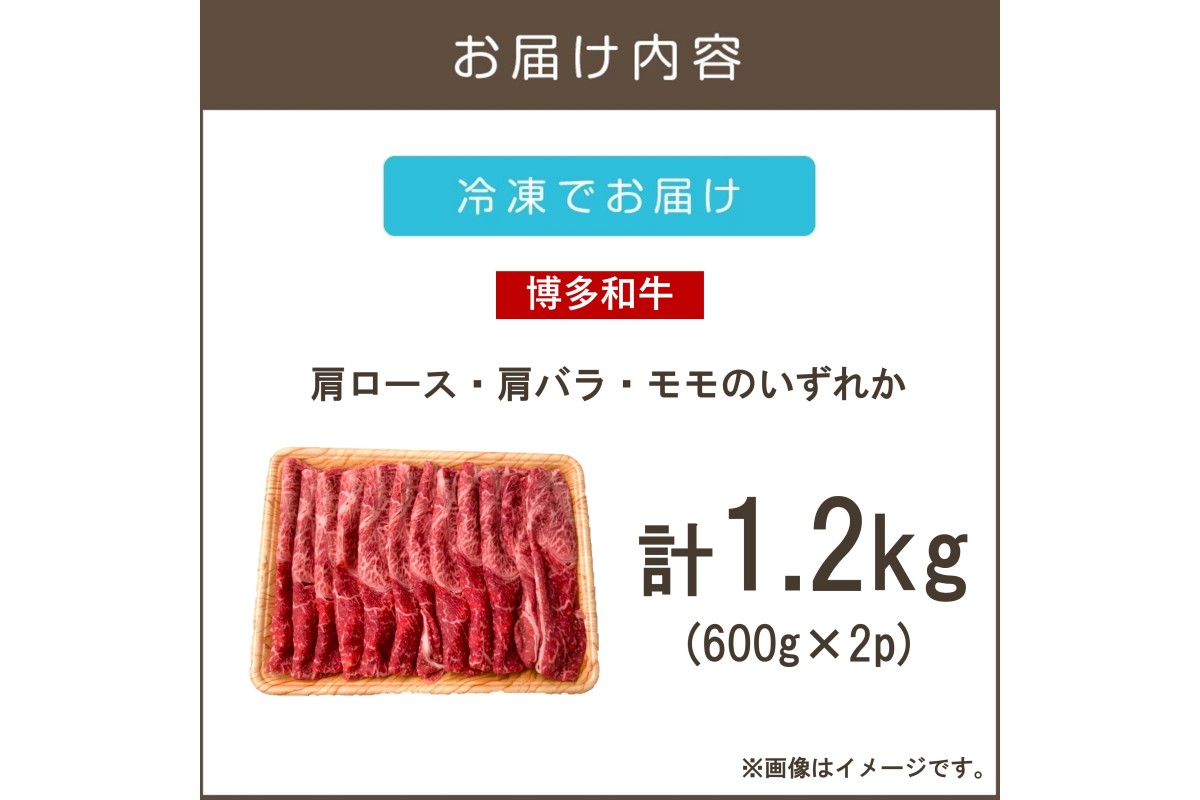 【C4-011】訳アリ！【A4-A5ランク】博多和牛赤身霜降りしゃぶしゃぶすき焼き用(肩ロース肉・肩バラ肉・モモ肉)1.2kg