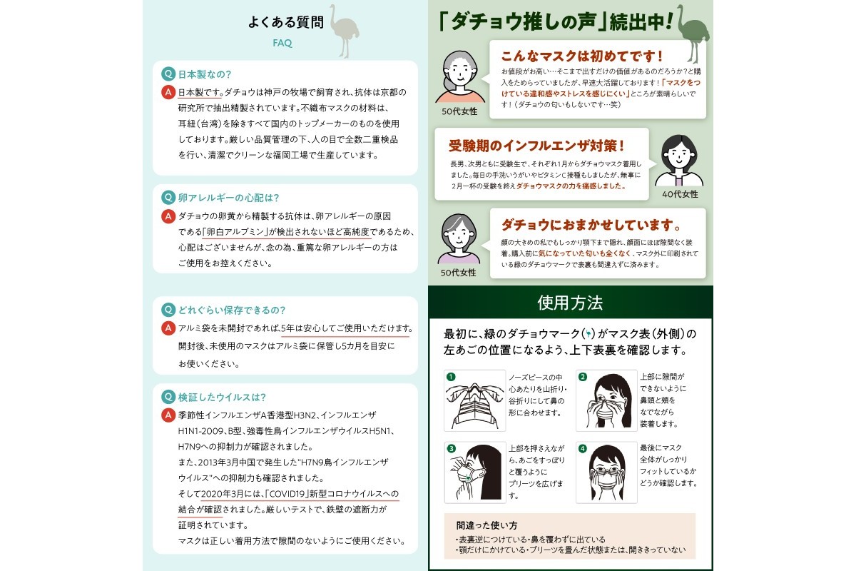 【B8-015】ダチョウ抗体マスクCR-55 25枚入り Rサイズ