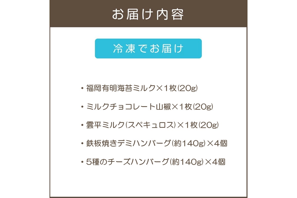 【B4-064】鉄板焼ハンバーグ(2種各4個)＆カカオ研究所 お酒に合うチョコ