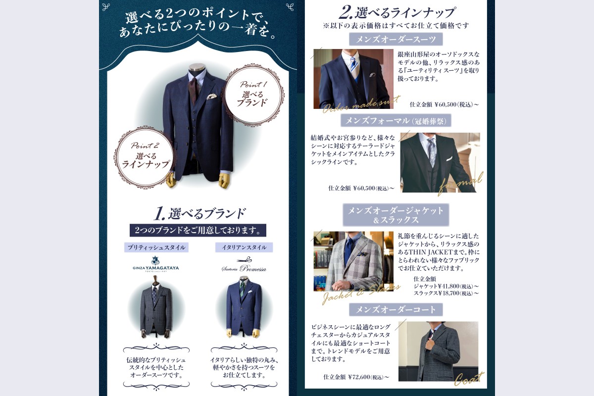 【L1-001】銀座山形屋 メンズオーダー仕立券（90,000円分）