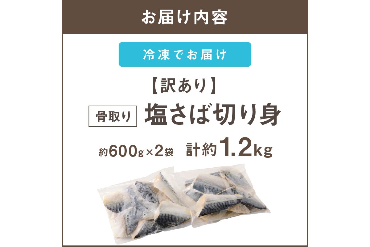 【A2-152】【訳あり】骨取り 塩さば切り身(600gx2袋)