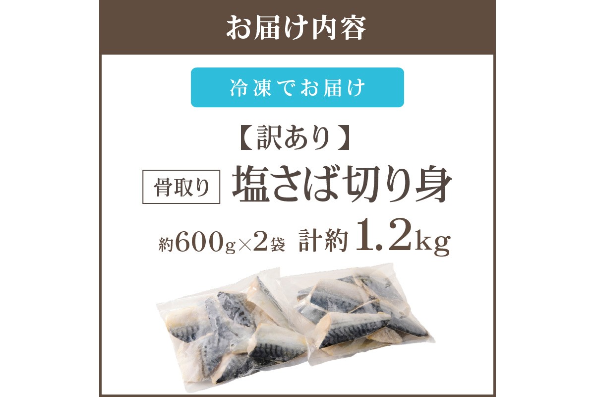 【A2-152】【訳あり】骨取り 塩さば切り身(600gx2袋)