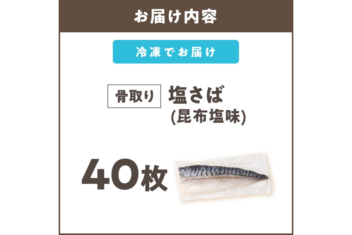 【H-013】【骨取り】さば使用 塩さば(昆布塩味) 40枚入