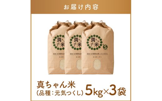 【E4-008】【令和7年産】農薬・化学肥料不使用 真ちゃん米 15kg