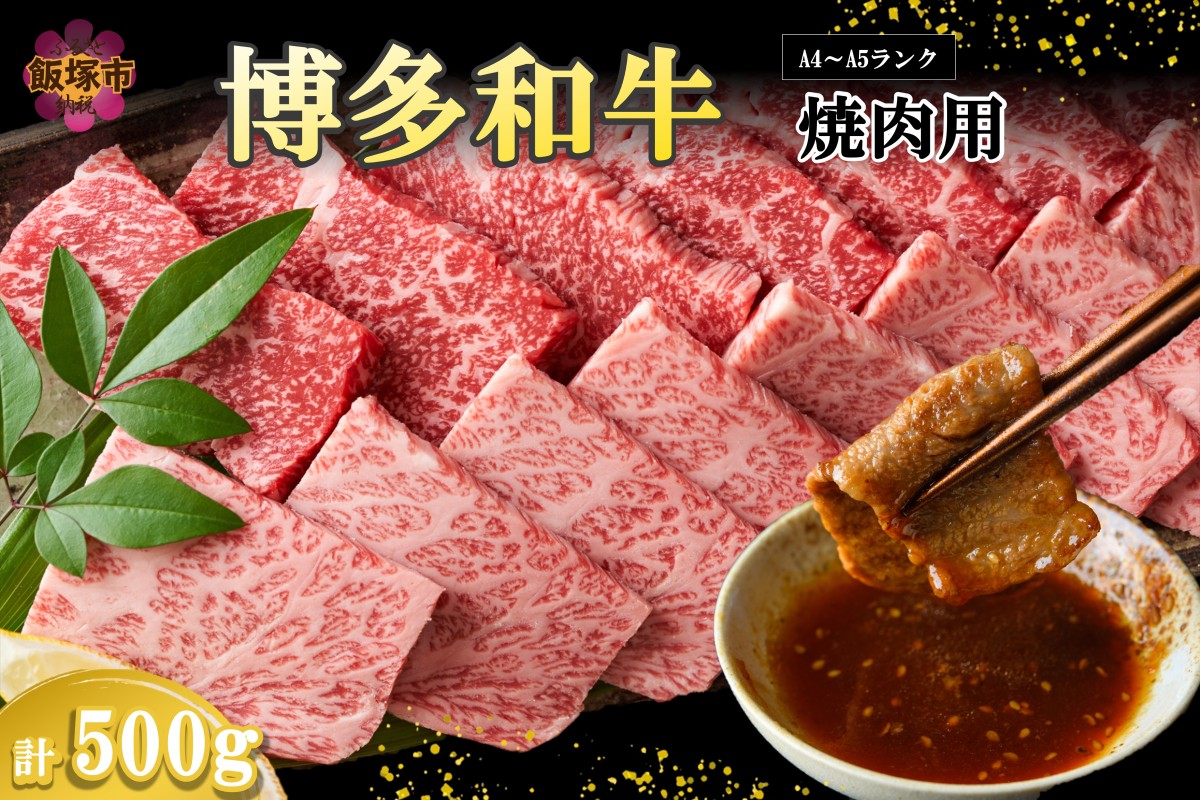 【A9-019】【A4-A5ランク】博多和牛焼肉用(バラ肉・肩ロース肉・モモ肉) 500g