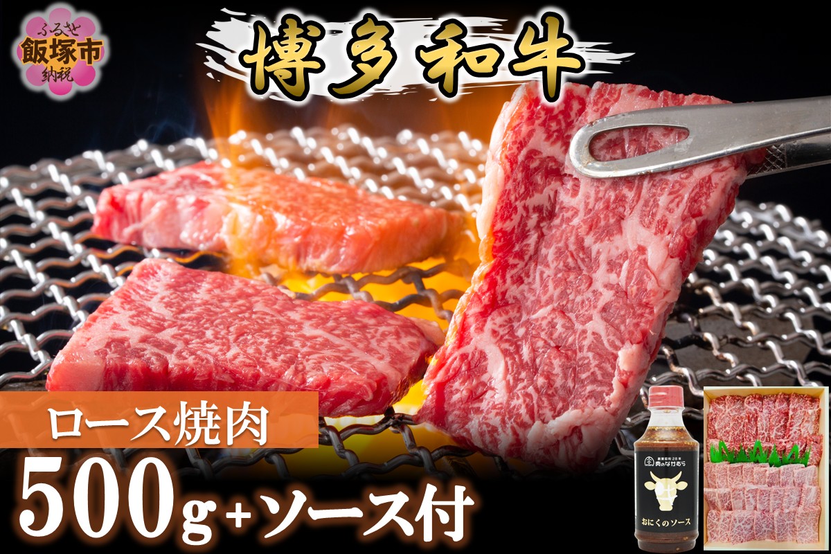 【D9-008】プロトン冷凍 博多和牛ロース焼肉500g【特製オリジナルお肉のソース付き】