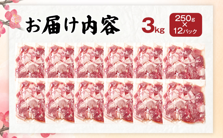 豚肉 ふくよか豚 切り落とし 3.0kg（250g×12パック） モモ ウデ モモ肉 ウデ肉 小分け 真空パック ブタ肉 ぶた肉 生姜焼き 焼きそば 豚汁 冷凍 福岡県 福岡 九州 グルメ お取り寄せ