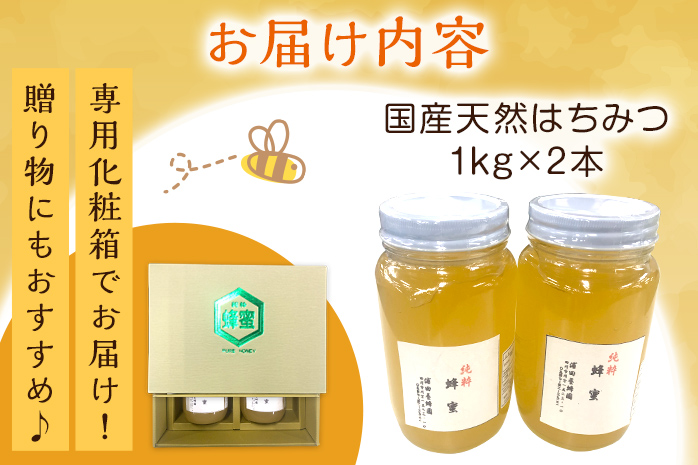 はちみつ 国産 蜂蜜 ハチミツ 2kg 国産 天然 はちみつ 1kg×2本 計2kg 福岡県 福岡 九州 グルメ お取り寄せ