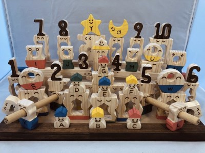 木のおもちゃ、コロポコ積木パズル(デラックスW)【ご自宅用】