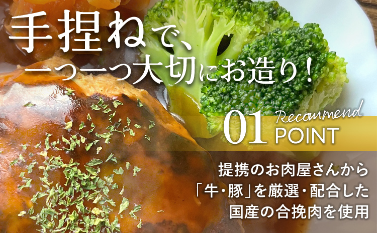 【定期便】 手捏ね デミグラス ハンバーグ （合計4回） ハンバーグ 手ごね デミグラス 国産 晩御飯 おかず お弁当 冷凍 合挽 レンジ 温めるだけ レンチン 湯銭 福岡 お土産 九州 福岡土産 福岡県