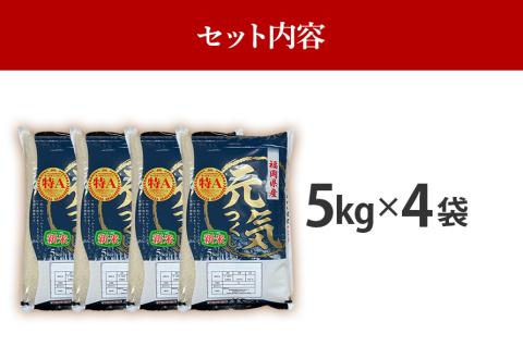 令和7年産　福岡県産ブランド米「元気つくし」無洗米20kg【11月下旬頃より順次出荷予定】