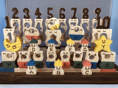 木のおもちゃ、コロポコ積木パズル(デラックスW) 【ギフト用】