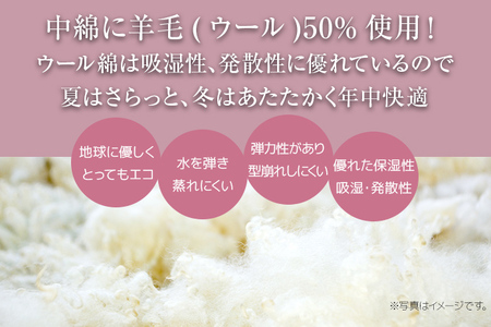 しっかり羊毛混！オールシーズン快眠三層固綿軽量敷き布団 ブルーB