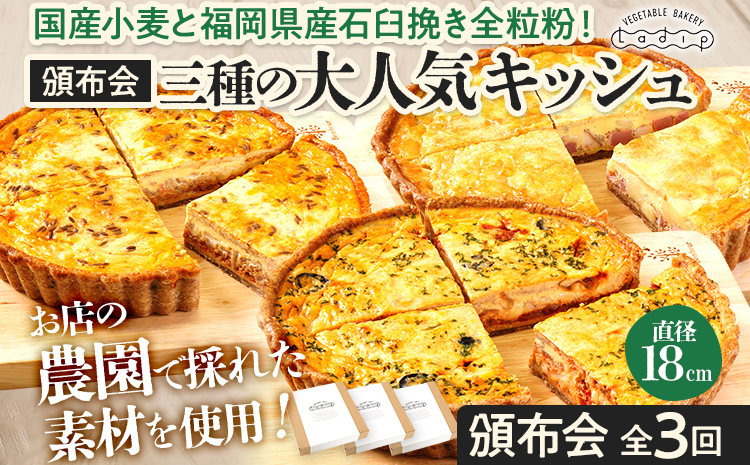 【頒布会】三種の大人気キッシュ1枚ずつ（月1回／全3回） キッシュ お取り寄せグルメ ご当地グルメ お取り寄せ グルメ 食べ物 取り寄せ 福岡 九州 お土産 福岡土産 ご当地 食品 福岡県 田川市 冷凍食品 特産品