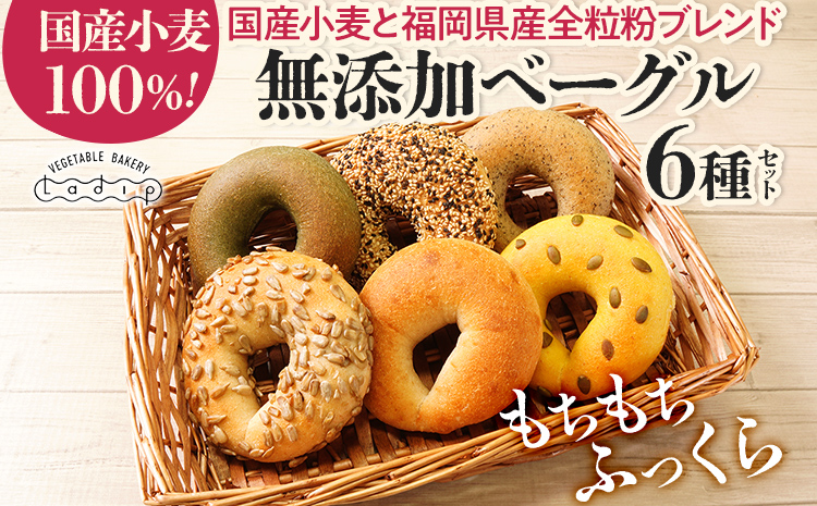 【無添加／国産】ベーグルセット（国産小麦と福岡県産全粒粉ブレンド） 6種 やわらかい パン 詰め合わせ 冷凍 無添加 福岡県 福岡 九州 グルメ お取り寄せ ※沖縄・離島は配送不可